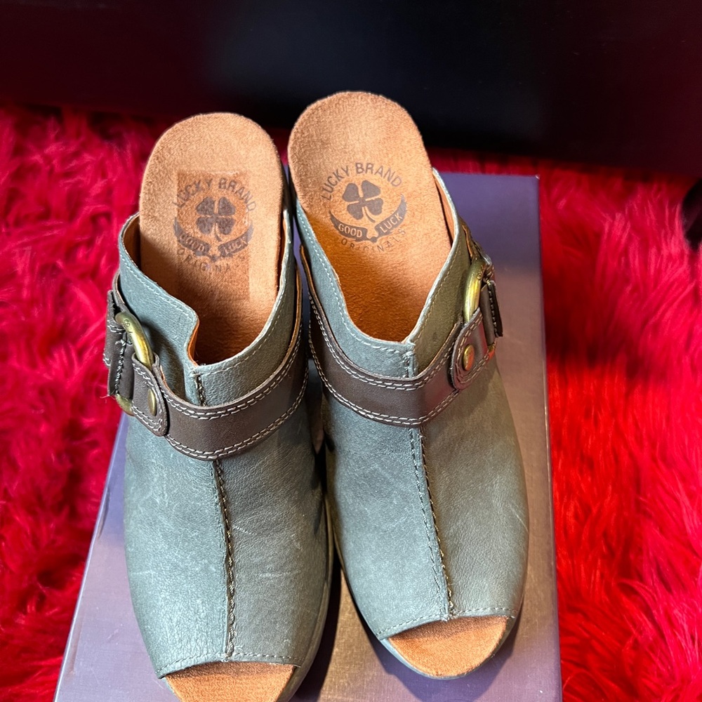 Lucky Brand Olive Peep Toe Booties